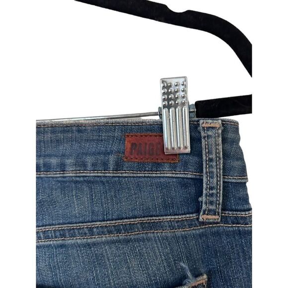 Paige 5 Pocket Style Distressed Ripped Verdugo Crop Jeans Blue Size 30 - Picture 7 of 8
